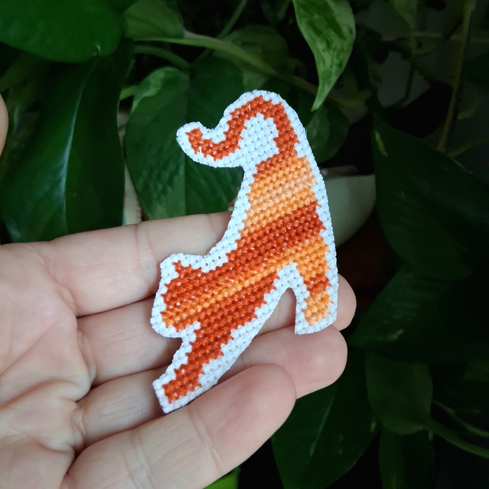 Orange Cross Stich Iron On Patch - Picture 1 of 4